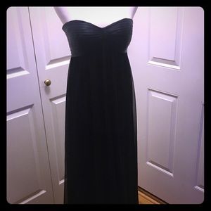 Black satin and tulle Calvin Klein gown.